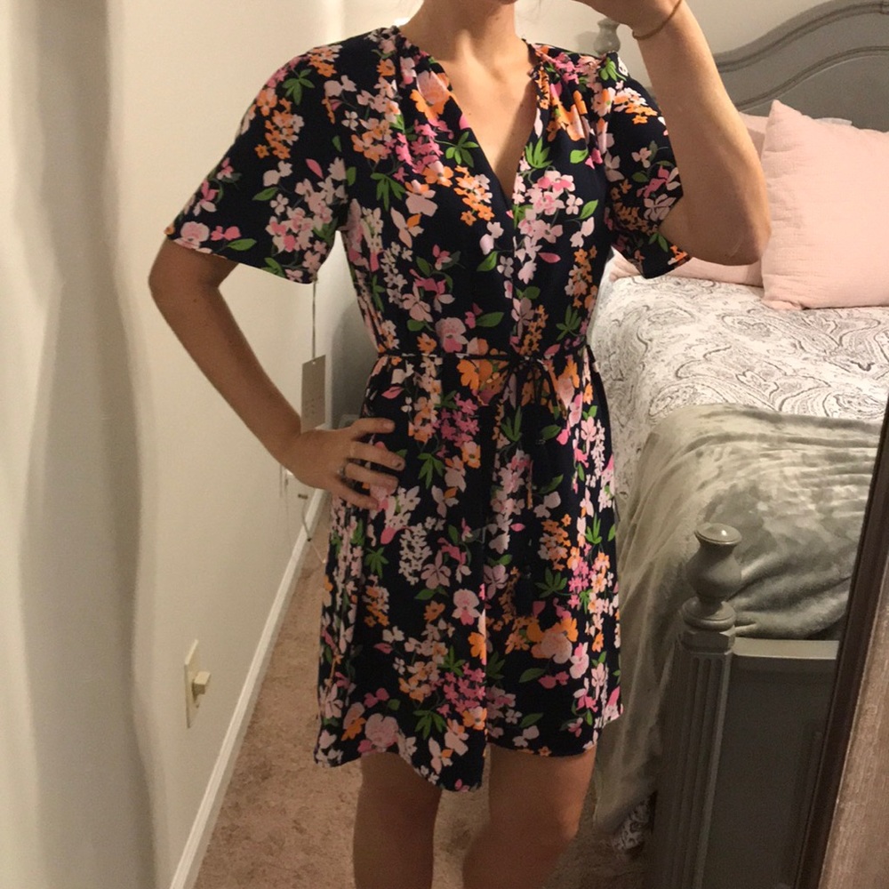 A New Day Floral Navy Dress